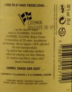 Gammel Dansk Bitter Dram 38% 0,7l -KISS Verkäufe 305807 Product 8f7a